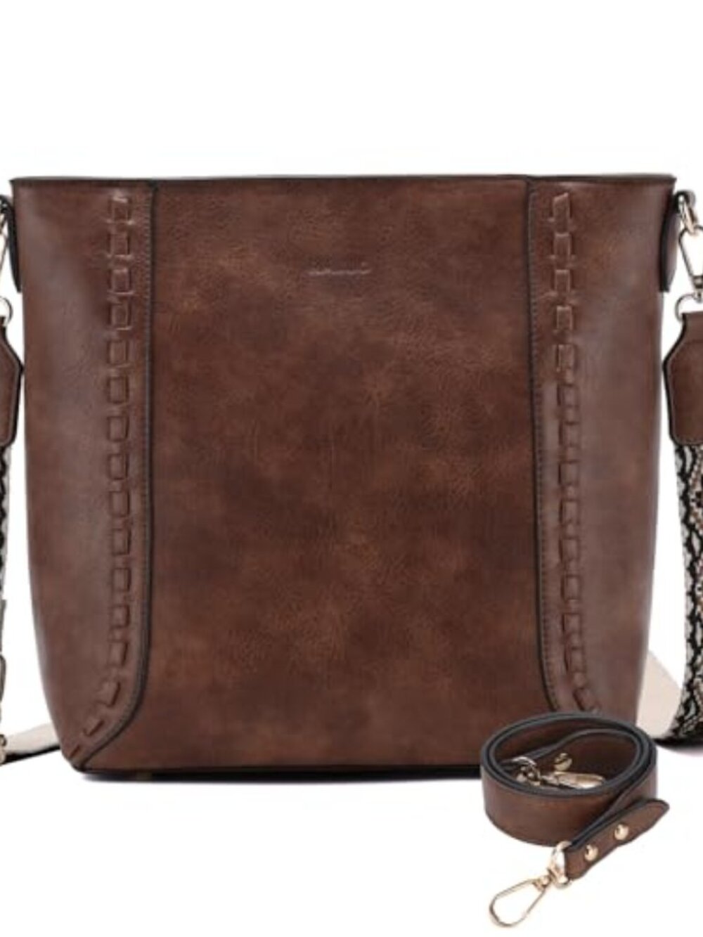 🆕 Bucket Bag For Women Vegan Leather Handbag Shoulder Purse Ladies - Brown
